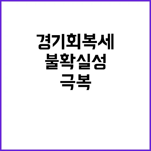 경기회복세 불확실성 극복 위한 범정부 대응 전략!