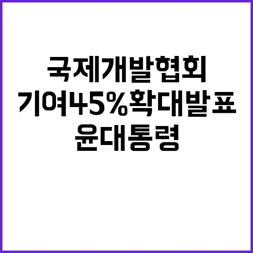 국제개발협회 윤 대통령 기여 45% 확대 발표!