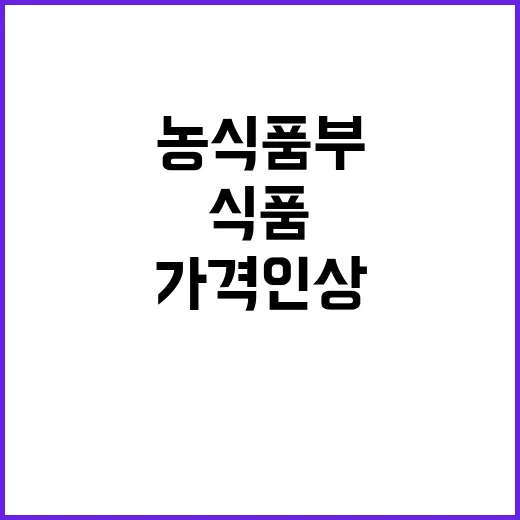 식품 가격인상 최소화 농식품부의 특별한 대책 공개!