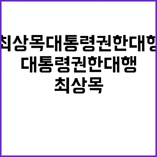 최상목 대통령 권한대행 모두발언의 핵심은 무엇?