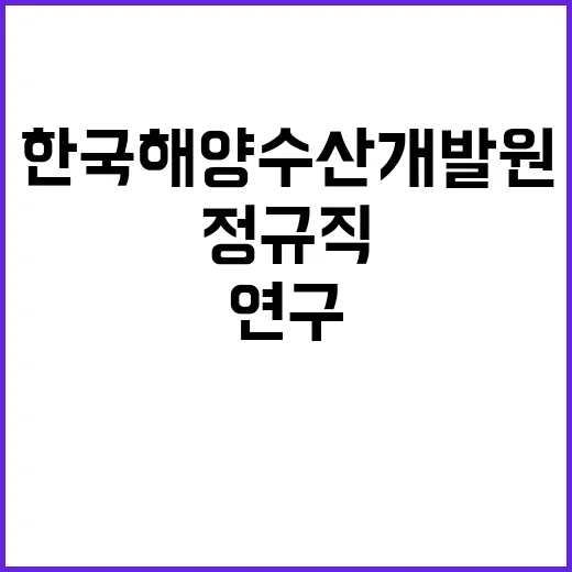 2024년 한국해양수산개발원 제3차 정규직 연구직 박사 채용