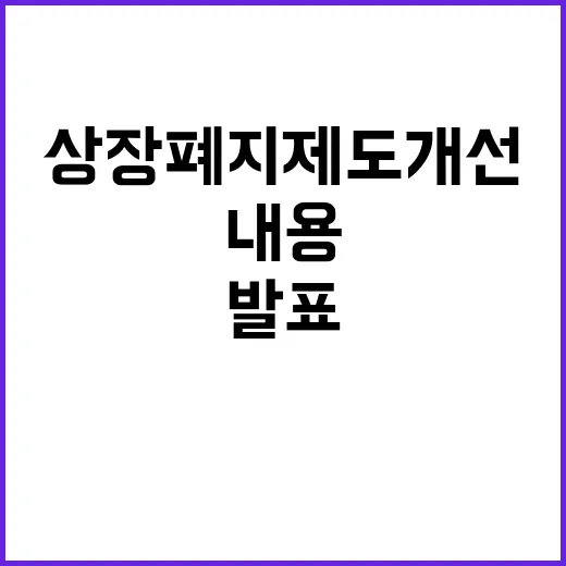 상장폐지 제도 개선…