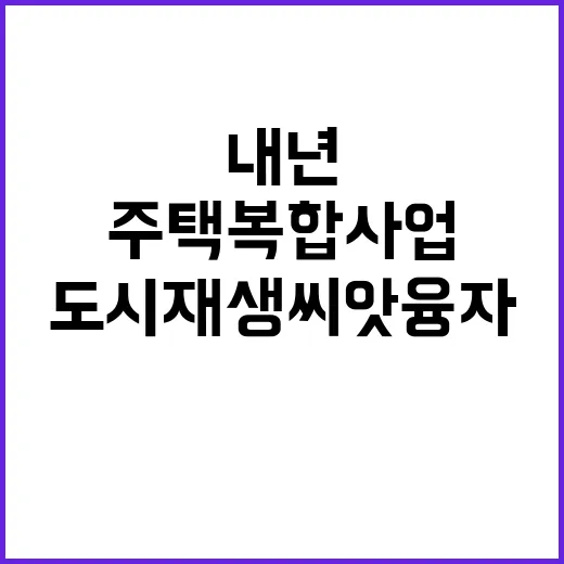 주택복합 사업 내년 도시재생씨앗융자 지원 공개!