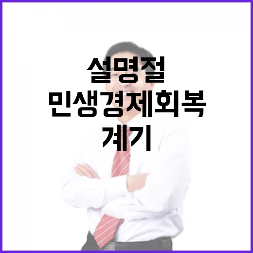 민생경제 회복 설 명절의 확실한 계기 필요!