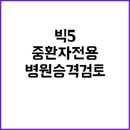 복지부, 빅5 중환자 전용 병원 승격 검토 사실 무!