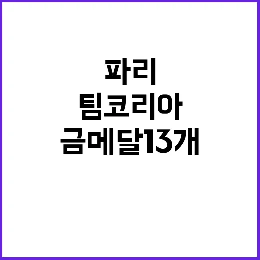 금메달 13개! 팀코리아 파리에서 최고의 성과!