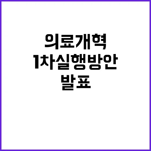 의료개혁 ‘1차 실행방안’ 충격적 발표 예고!