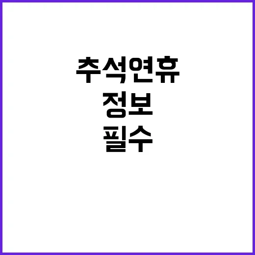 추석 연휴 필수 정…