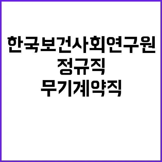 한국보건사회연구원 정규직(무기계약직) 신규채용(6차) 공고