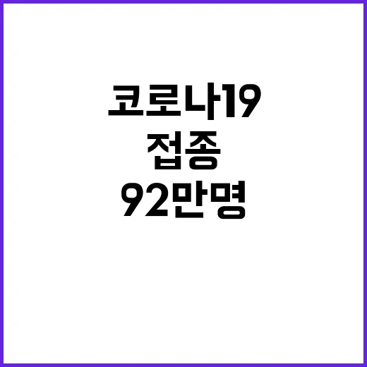 코로나19 예방접종 참여자 수 92만 명 돌파!