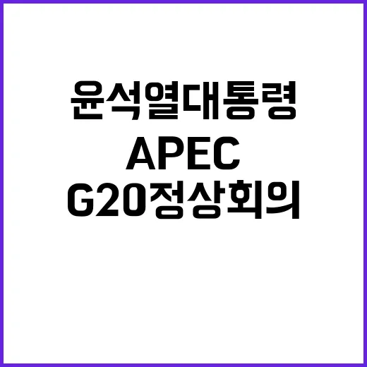 APEC·G20 정상회의 윤석열 대통령의 중요한 성과 공개!