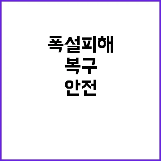 폭설 피해 주민 안전 최우선으로 복구 진행!