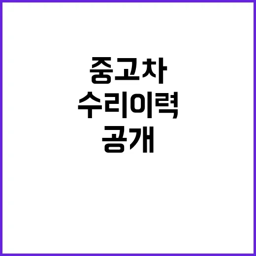 중고차 수리 이력 공개…투명성 강화의 새로운 시작!