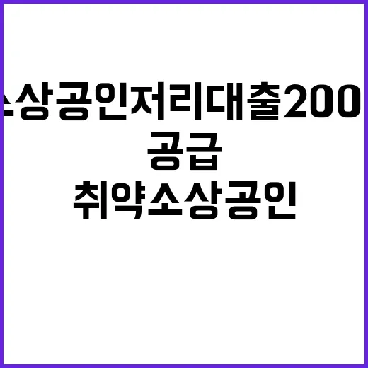 취약소상공인 저리대출 2000억원 공급 금융지원 확대!