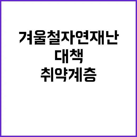 겨울철 자연재난 취약계층 지원 대책 공개!