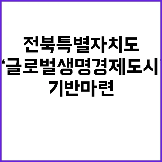 ‘글로벌생명경제도시’ 전북특별자치도 구체화 기반 마련!