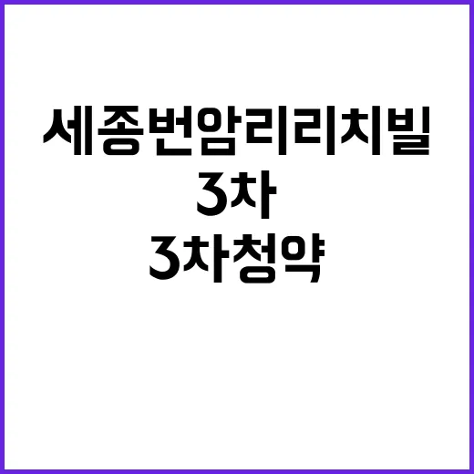 세종 번암리 리치빌 3차 청약 일정과 경쟁률 분석