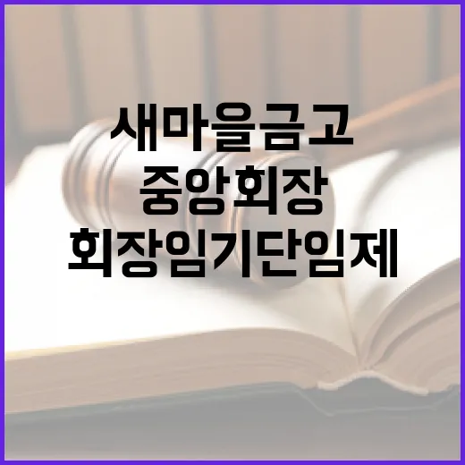 새마을금고 중앙회장 임기 단임제 전환 소식!