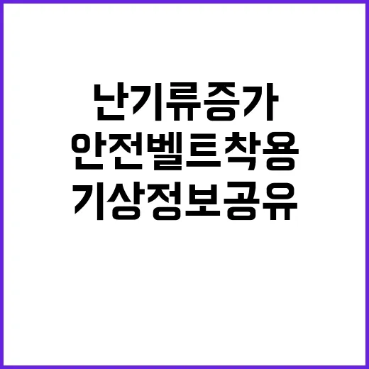 난기류 증가! 기상정보 공유와 안전벨트 착용 필수.