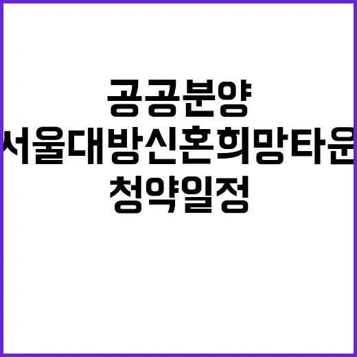 서울대방 신혼희망타운 공공분양 청약 일정과 혜택 공개!