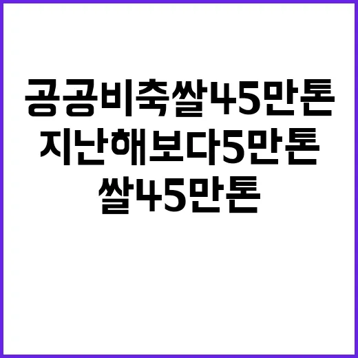 공공비축 쌀 45만 톤 지난해보다 5만 톤 증가!