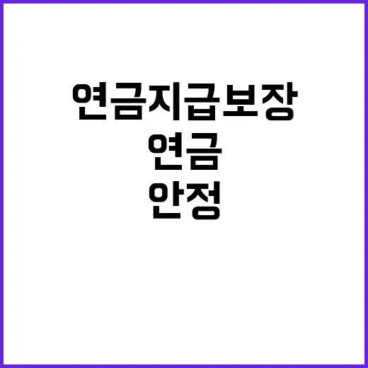 연금 지급 보장 안정장치 도입 소식!