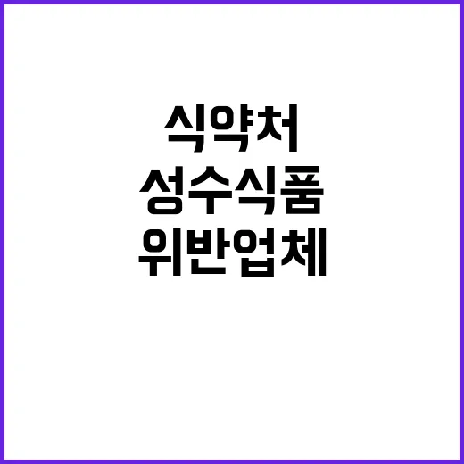 식약처 성수식품 63곳 위반 업체 적발 소식!