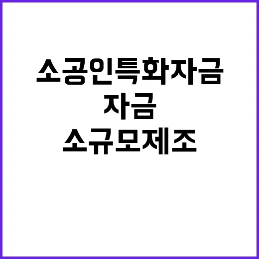 소공인 특화자금 소규모 제조업체의 기회 놓치지 마세요!