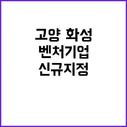 벤처기업 고양·화성 신규 지정 소식 전해드립니다!