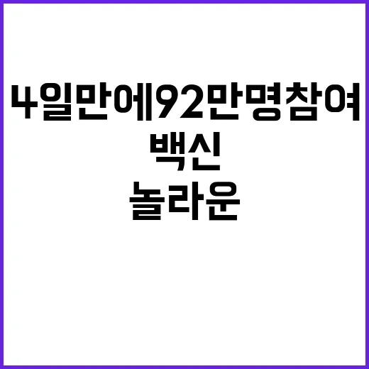 백신 4일 만에 92만 명 참여 놀라운 사실!