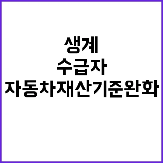 자동차재산 기준 완화로 생계수급자 지원 강화!