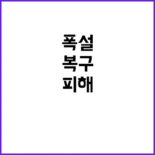 폭설 피해 조속한 복구 위한 모든 노력!