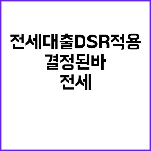 전세대출 DSR 적용 결정된 바 없다! 궁금한 이유?