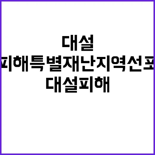 대설 피해 특별재난지역 선포 내용 공개!