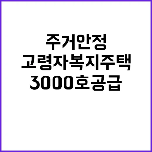 주거안정 고령자복지주택 3000호 공급 소식!