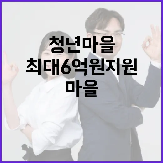 청년마을 주인공 찾기! 최대 6억 원 지원!