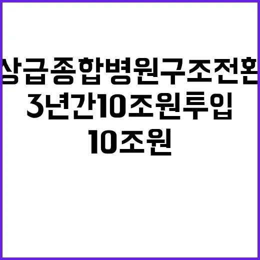 상급종합병원 구조전환 3년간 10조 원 투입!