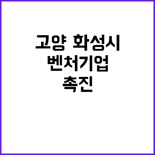 벤처기업촉진 고양·화성시 신규 지정 소식 공개!