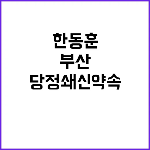 당정쇄신 약속 한동훈 부산 금정서 긴급 발표!