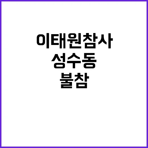 이태원 참사 성수동 명품 행사 불참 이유 공개!