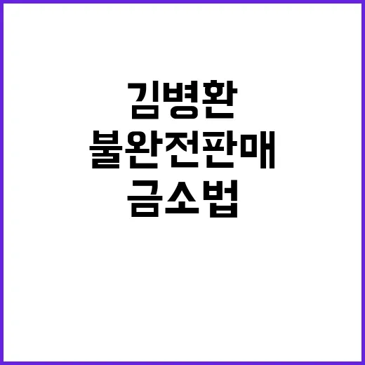 금소법 불완전판매 김병환의 냉철한 진단 공개!