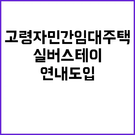 실버스테이 고령자 민간임대주택 연내 도입 확정!