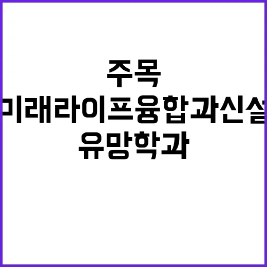 ‘미래라이프융합과’ 신설 유망학과 주목해야!