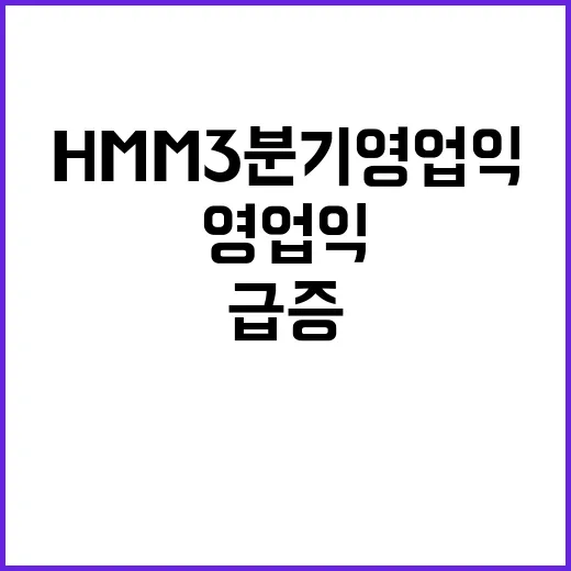 급증 HMM 3분기 영업익 1조4614억원 달성!