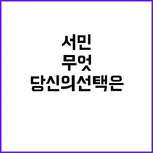 서민안정 당신의 선…