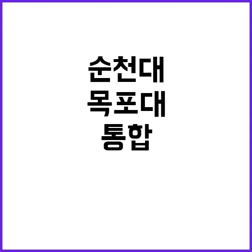 통합 대학과 의대 설립 순천대와 목포대 합의!