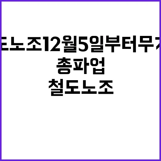 총파업 철도노조 12월 5일부터 무기한 진행