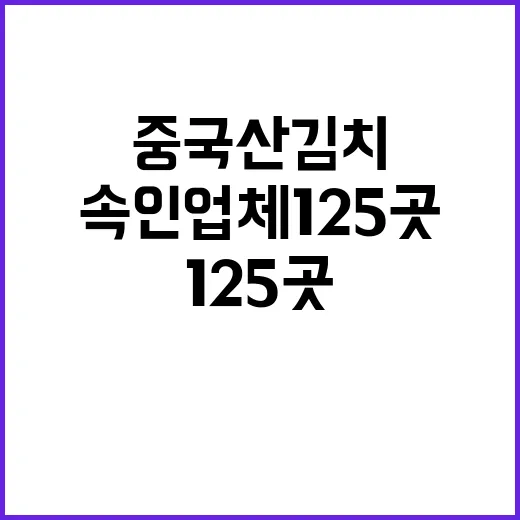 중국산 김치 속인 업체 125곳 철저 조사 필수!