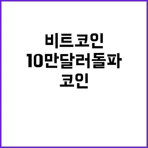 비트코인 역사적 10만 달러 돌파 소식!