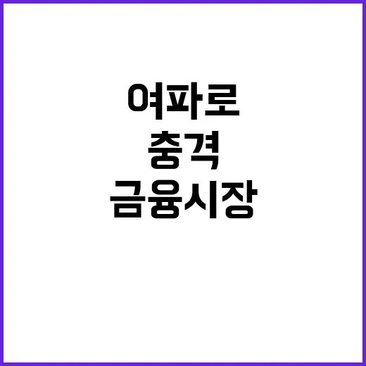 금융시장 충격! 미국발 여파로 또 흔들리나?